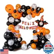 SANERYI Halloween Balloons Arch Garland Kit 147pcs Orange and Black Latex Bal