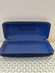 ZELLINI LUNETTES AUTHENTIC HARD CLAMSHELL EYEGLASS OPTICAL FRAME SHINY BLUE CASE