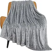 TOONOW Fleece Blanket Super Soft Cozy Throw Blanket 50" x 60", Lightweight Fuzzy Comfy Textured Flannel Blanket Warm Plush Throw Blankets for Couch, Sofa, Bed, Light Grey