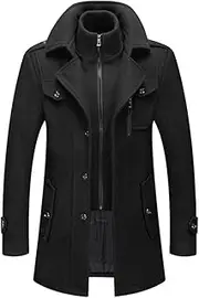 [Dsimilarl] Winter Wool Coat Men Double Collar Thick Jacket Single Breasted Trench Coat Men Fashion Wool Blends Overcoats