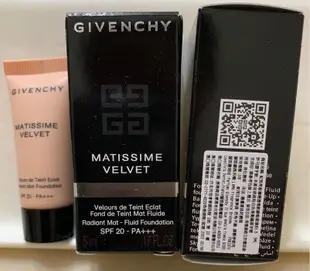 GIVENCHY 紀梵希 P581973超薄輕透雪紡紗粉底液5ml#3.5 有效期限202202