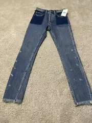 $248 PRPS Womens AMX Distressed High Waisted Boyfriend Denim Jeans INDIGO 26x29