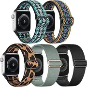 Elastic Solo Loop Compatible with Apple Watch Bands 40mm 41mm 42mm 44mm 45mm 46mm 49mm 38mm Women Men, Soft Stretchy Nylon Sport Band, Adjustable Strap for iWatch Series 10 9 8 7 6 5 4 3 2 1 SE Ultra