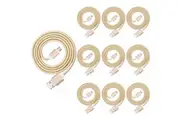 10 Pack 2m Long Data Transfer Charger Charging Micro USB Cable Cord for Android Phone Device Tablet Bulk Braided Gold Nylon