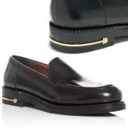 SALVATORE FERRAGAMO SHOES TEETH BLACK LEATHER LOAFER w GANCINI $995 7 EEE