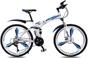 Mountain Bike 26 Inches 3 Spoke Wheel Dual Suspension Folding Bike 21 Speed MTB Bicycle Double Disc Brakes Sports & Outdoors