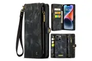 Apple iPhone 15 Plus CaseMe 008 2-In-1 Wallet with Detachable Cover, 8 Card Slots + Zip Pocket