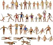P8720 40pcs Model Trains Swimming Figures 1:87 Scale HO Scale People Scenery Layout Landscape Miniature