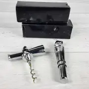 Set 2 Stainless Steel Wine Bottle Stopper w Corkscrew Opener in One NEW