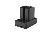 SJCAM C300 Camera Battery Charger Dual-Slot Charger with LED Indicators Micro USB & Type C Port + 2pcs C300 Pocket Batteries 3.7V 1000mAh Compatible with SJCAM C300 Sports Camera