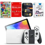 Nintendo Switch White OLED + Mario Party Superstars + NSO 1 Year Membership