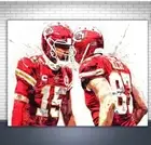 Mahomes, Kelce Kansas City Chiefs Canvas, NFL Football Unframed 12X18”