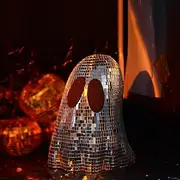 Halloween Disco Ghost Decor Ghost Disco Ball Table Decoration Indoor Glitter Sign Halloween Tiered Tray Decor for Props Home Tabletop Decorations