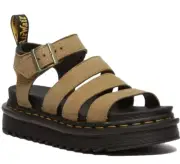 Dr. Martens Unisex Blaire 3 Strap Sandal Savannah Tan Tumbled Nubuck - Tan