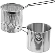 KOCKSHION 1 Set Stainless Steel Deep Frying Pot with Small Frying Basket for Safe and for Simple and Complex Dishes