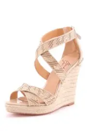 NIB Mark & James Badgley Mischka Reza II Raffia Wedge Espadrille Sandal 8.5M