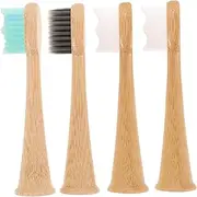 LIFKOME 4pcs Bamboo Toothbrush Heads Soft Bristles Replacement for Electric Toothbrush Hx6730 Hx6 Hx8