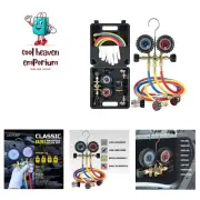 AC R134a R22 R12 R502 A/C Diagnostic Manifold Gauge Set with 5FT Hose, Couple...