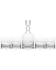 Barski European Lead-Free Crystalline Swarovski Whiskey Decanter and 4 Tumblers