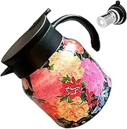 Thermal Coffee Carafe | 800ml Floral Pattern Teapot Coffee Kettle - Stainless Steel Vacuum Thermal Pot for Brewing, Filtering, and Pouring
