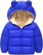 [Generic] Insulated for Kids Toddler Baby Kids Boys Girls Padded Snowsuit Infant Winter Clothes Hooded Bear Ears Jacket Coat Outerwear Snowsuit for Boys Size 9 Blue