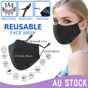 Four Layer Cotton Washable Unisex Face Mask Mouth Mask Protective Reusable Black