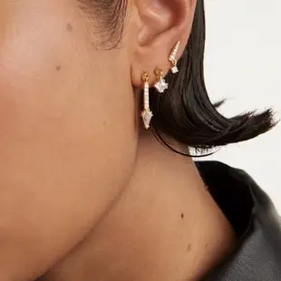 PD PAOLA 西班牙時尚潮牌 金色迷你耳環 鑲鑽C型雙層耳骨夾 ALEXIA