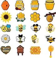 [mortd] Bee Shoe Decoration Charms, 20PCS Honey Hive Flower Jar Shoe Charms for Girls & Boys, PVC Shoe Charm Accessories for Party Favors & Birthday Gifts, Polyvinyl Chloride