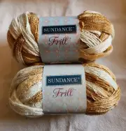 YARN Sundance Frill 2 New Yellowish, Cream, Brown Colored Skeins