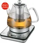 Electric Glass Kettle 800W Cordless Fast Boil Tea Infuser 1.2L Silver