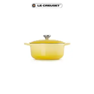 【Le Creuset】典藏琺瑯鑄鐵鍋圓鍋 18cm(閃亮黃-鋼頭)