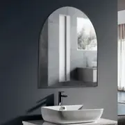 ACA 76x80cm Stainless Steel Arched Bathroom Vanity Makeup Wall Mirror Black Framed