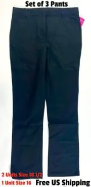 George Pant Flat Front Girl's Dark Navy/ Black Size 16 and 18 1/2 Set of 3