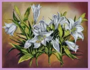 Bead embroidery kit White lilies hand embroidery needlework kit