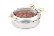 Vollrath 46124 6Qt Induction Ready Chafer w/ Removable Glass & Brass Trim