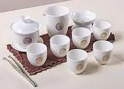 Tandarui Chinese Gongfu White Jade Tea Set - Japanese Style With 6 Cups for Home (Home-ZGF)