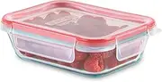 [Pyrex] Freshlock Glass Food Storage Container, Airtight & Leakproof Locking Lids, Freezer Dishwasher Microwave Safe, 2 Cup, Red
