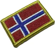 [BR44] BP0054V11 Norway Flag Embroidered Patch Gold Border Uniform Kart Kimono, Hook Fasteners Attach to Tactical Hats and Gears