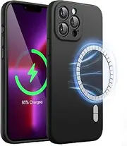 JETech Magnetic Silicone Case for iPhone 13 Pro Max 6.7-Inch, Compatible with MagSafe, Phone Cover with Camera Lens Full Protection (Black)