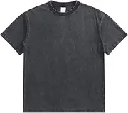 [VgueElegc] Men Base Layer Undershirt Casual Short Sleeve Washed Pullover Shirt Lightweight Cotton Golf Tops, Black, M