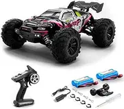 linzezon 70KM/H 4WD High Speed Brushless RC Car,1:16 Scale RC Truck All-Terrain Off-Road Cars with 2 Battery Hobby Monster Truck for Beginners (Red)