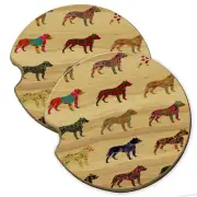 Pitbull Dog Wood Car Coaster Gift Set fit Car & Truck Cup Holder