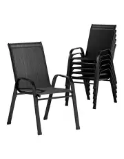 [Gardeon] Outdoor Stackable Chairs x6 in Black