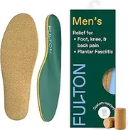 Fulton Custom Molding Cork Shoe Inserts for Men - Pain Relief Orthotic Insoles for All Day Comfort w/Plantar Fasciitis Arch Support Inserts Flat Feet to High Arch (Men's Size 12.5-13 Wide)