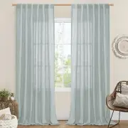 Linen Blended Curtains for Bedroom, Faux 52"W x 84"L (Pack of 2) Greyish Blue