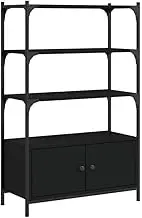 3-Tier Bookcase for Home & Office - Engineered Wood & Metal Standing Shelf, Black (70x30x109.5 cm) - Sturdy & Space-Saving Storage Solution
