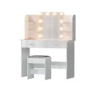 Artiss Dressing Table Set Stool 10 Led Bulbs White Dulcea