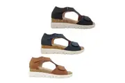Step On Air Rypen Ladies Sandals Dressy Summer Wedge Sole Adjustable Tabs Heel In