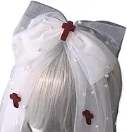 [Oxtxuzdm] Punk Veil Headband for Festivals and Parties Unique Mesh Designs Hairband with Crossed Pin for Fashion Enthusiasts