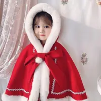 在飛比找樂天市場購物網優惠-聖誕節兒童服裝寶寶披肩外套聖誕主題衣服女童斗篷披風秋冬季防風